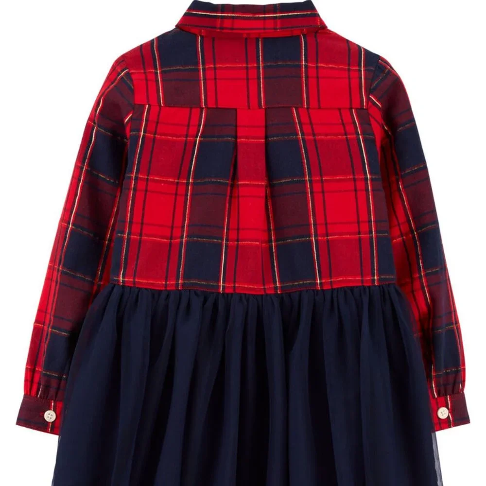 NWT! OshKosh B’gosh Sparkle Plaid & Tulle‎ Dress Size-18 MOS